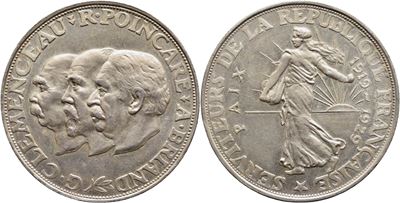 Francia, Medaglia commemorativa per il 10° anniversario del trattato di Versailles, 1929, Ø: 35 m...