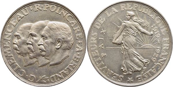 FRANCIA - Terza Repubblica (1870-1940) - Medaglia - 1929 - Per il 10° anniversario del trattato di Versailles Ø: 35 mm. - (AG g. 20) 