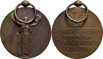 Medaglia Interalleata per la vittoria della Prima Guerra Mondiale, Francia, 1914-1918, Opus: Mori...