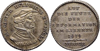 Svizzera, Medaglia commemorativa del 300° anniversario della riforma protestante, 1819