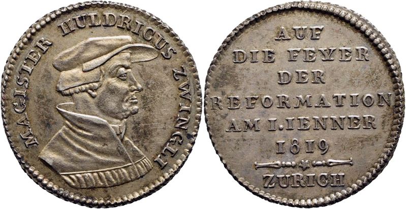 Svizzera, Medaglia commemorativa del 300° anniversario della riforma protestante, 1819