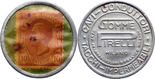 Gettoni - Gettone - 1919-1923 Pirelli Ø: 32 mm. - AL Celluloide ingiallita. BB+/SPL