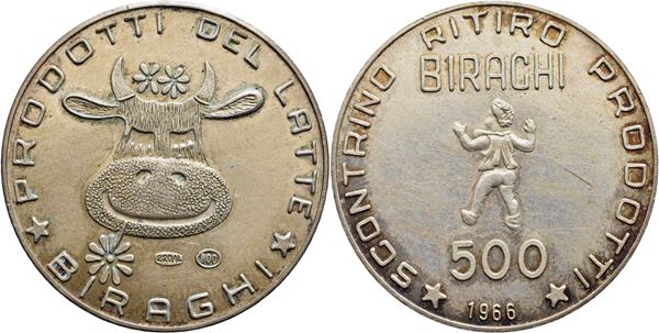 Gettoni - Gettone - 1966 - Dal valore di 500 lire Ø: 33 mm. - (AG g. 16,3). FDC