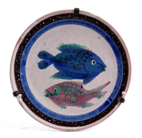 RICHARD DÖLKER - Piccolo piatto con decorazione di pesci
