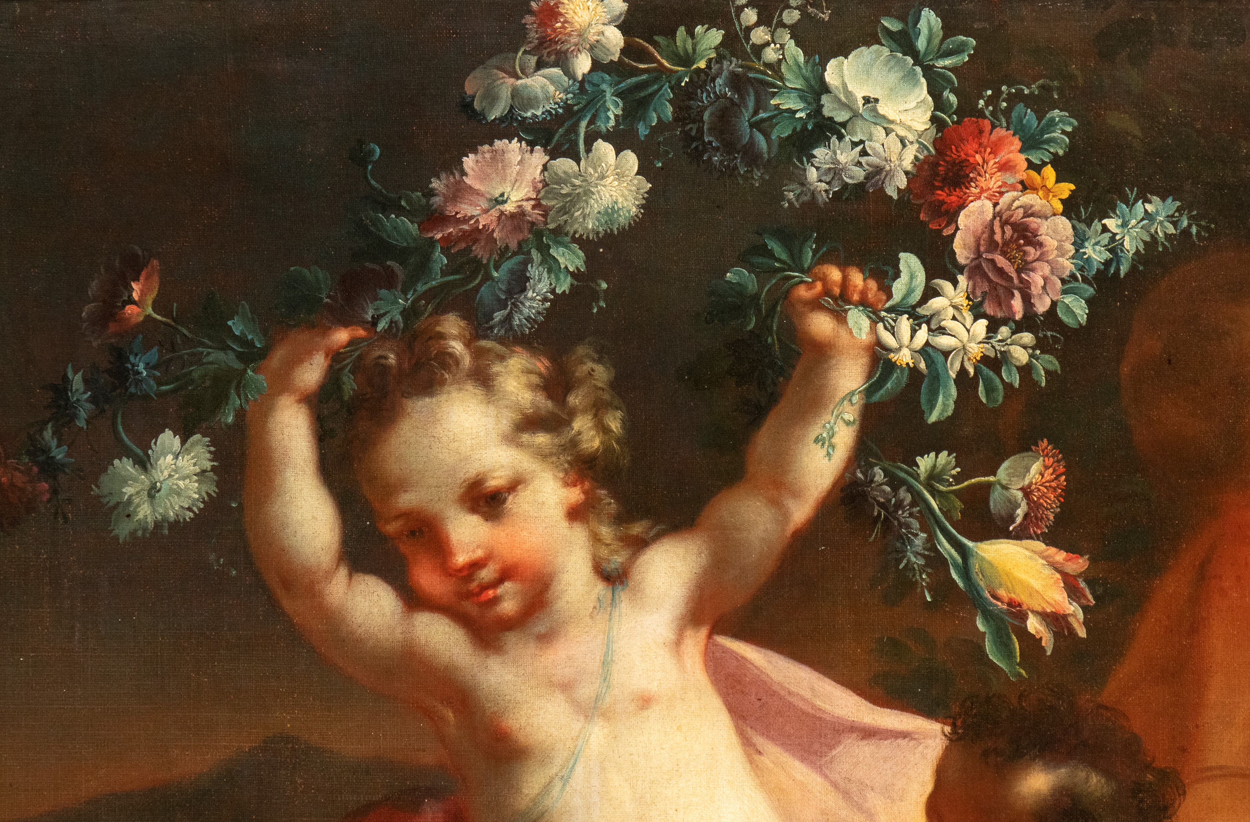 Gioco di putti con ghirlande di fiori