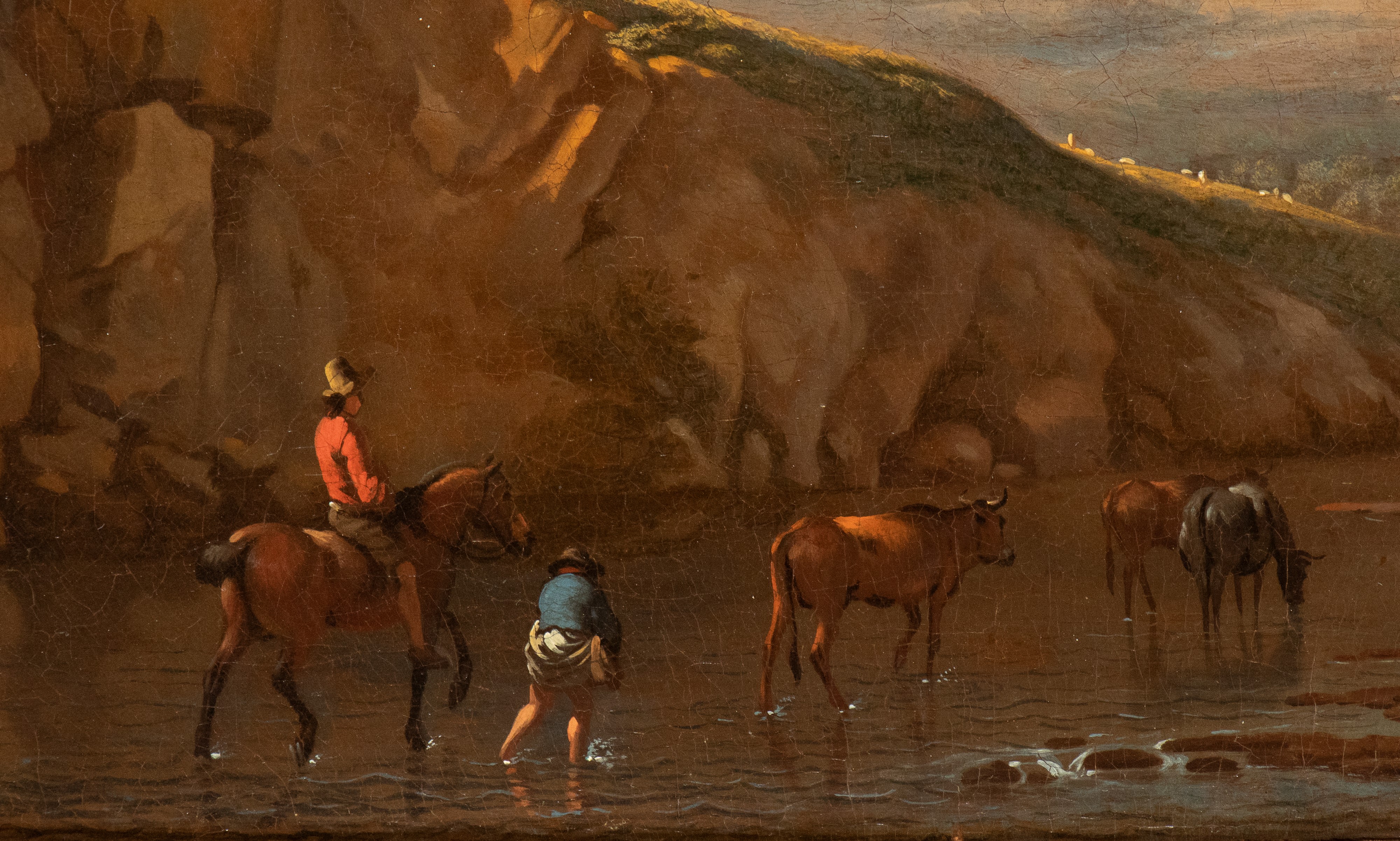 Paesaggio con viandanti che guadano il fiume