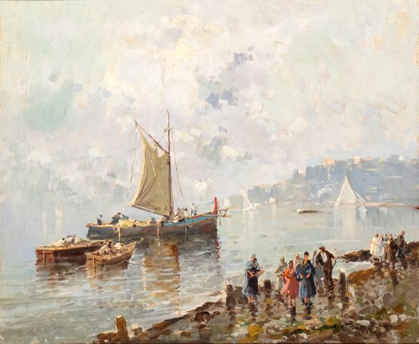 NICOLAS  DE CORSI - Seascape with beach and three boats