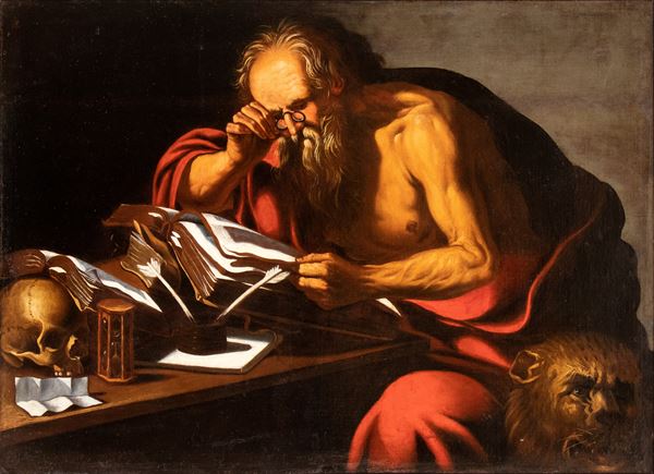 Artista olandese, XVII secolo - Saint Jerome in His Study