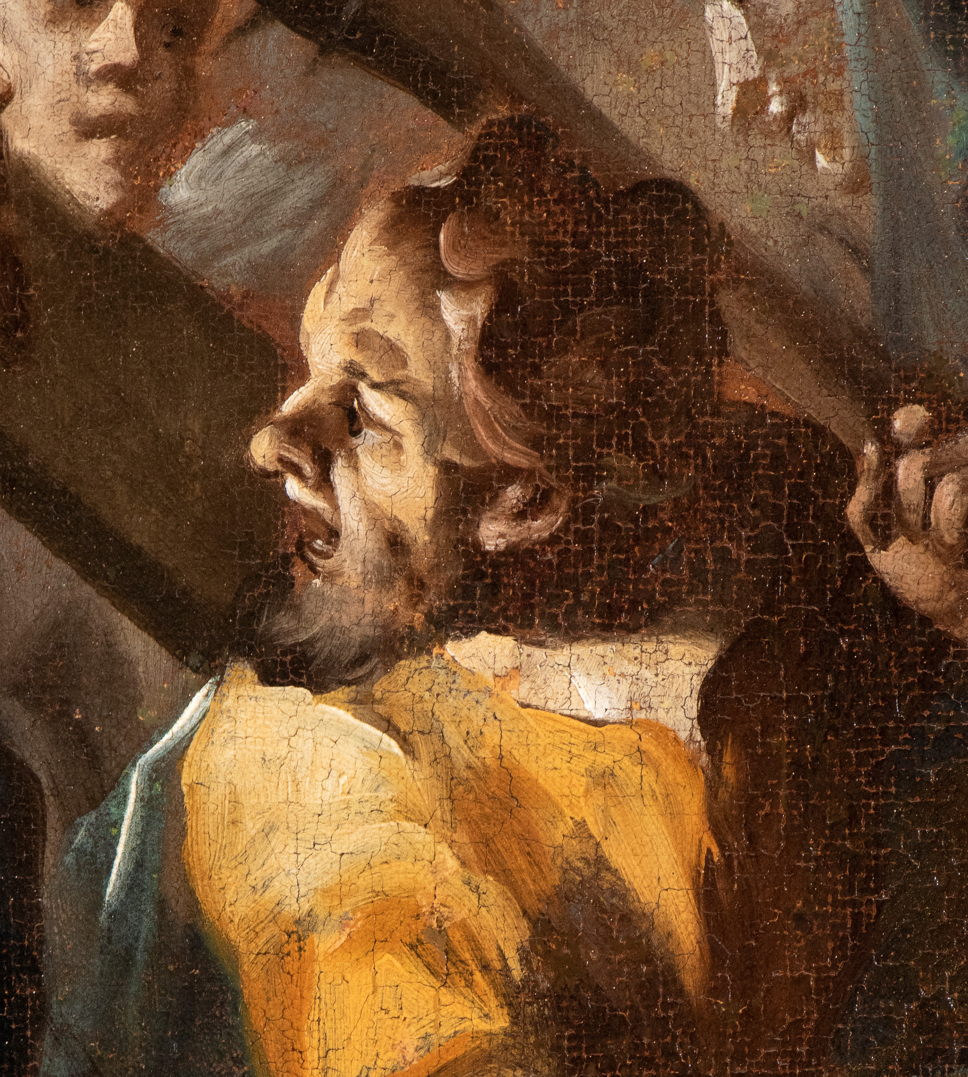 Artista Lombardo, XVIII Secolo - Cristo portacroce, olio su tela applicata su tavola