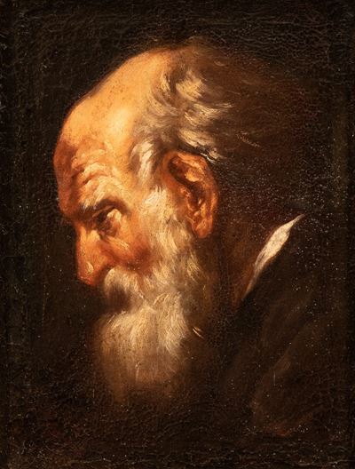 Autore Ignoto, Testa di anziano di profilo, olio su tela
