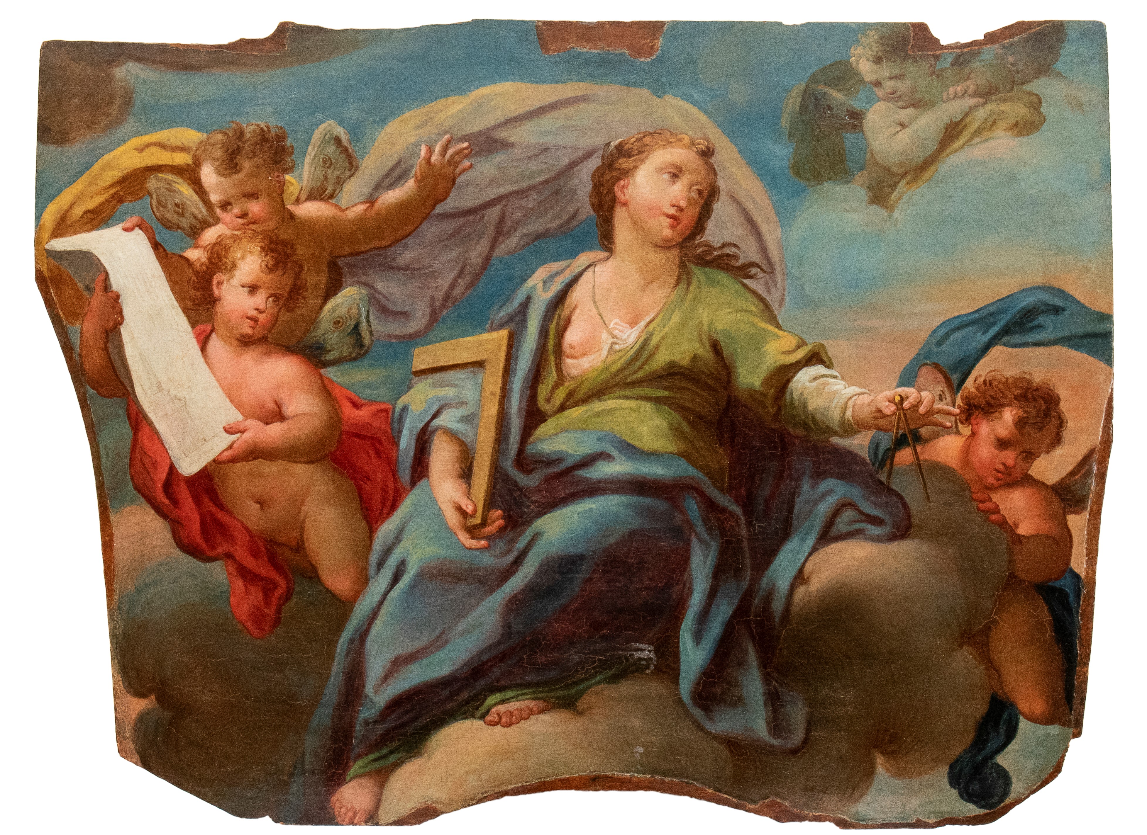 a) Allegoria della Poesia; b) Allegoria della Geometria. Coppia di dipinti