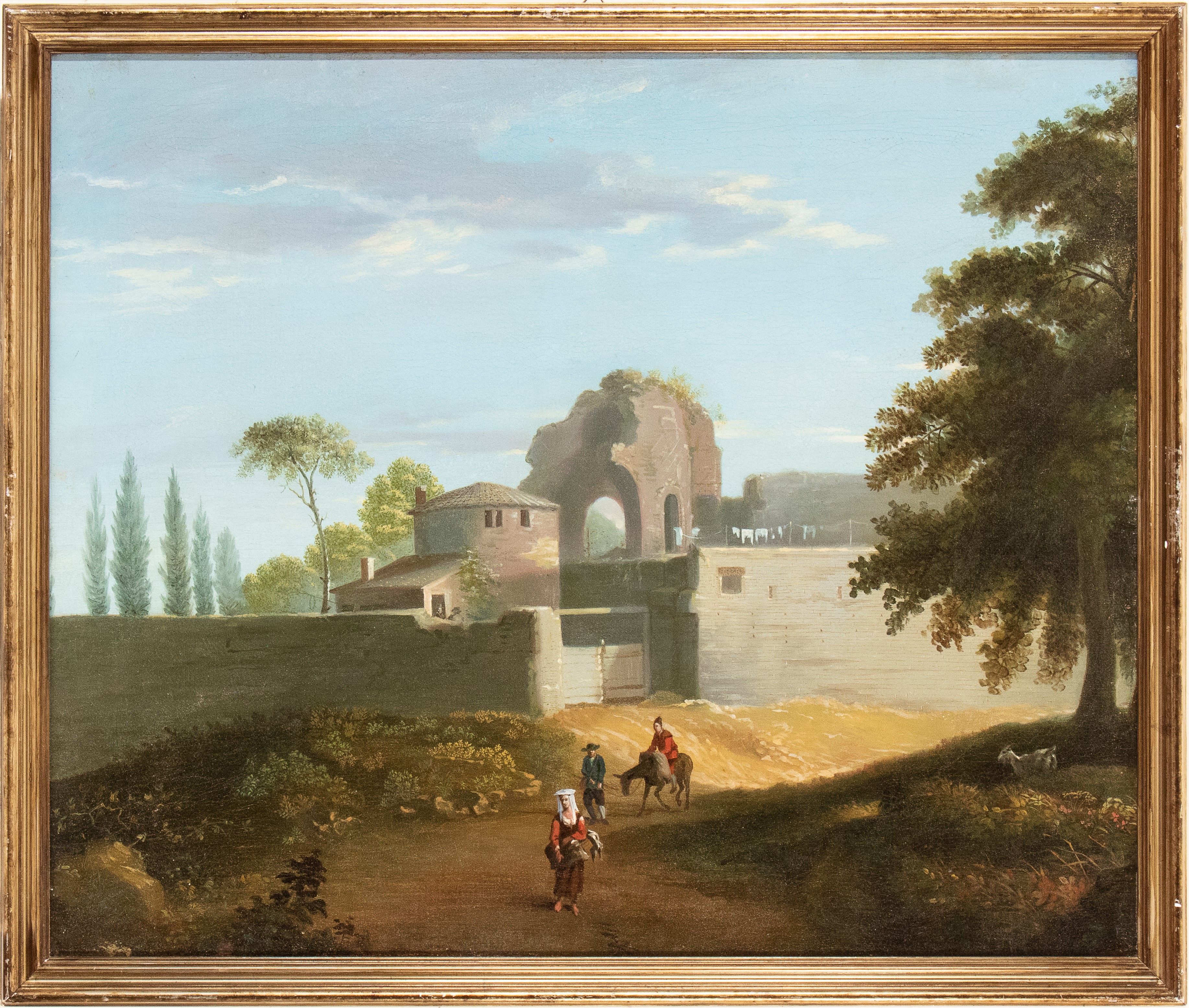 Artista Attivo a Roma, Prima Metà XIX Secolo - Autore sconosciuto, Veduta di Roma con il Tempio d...
