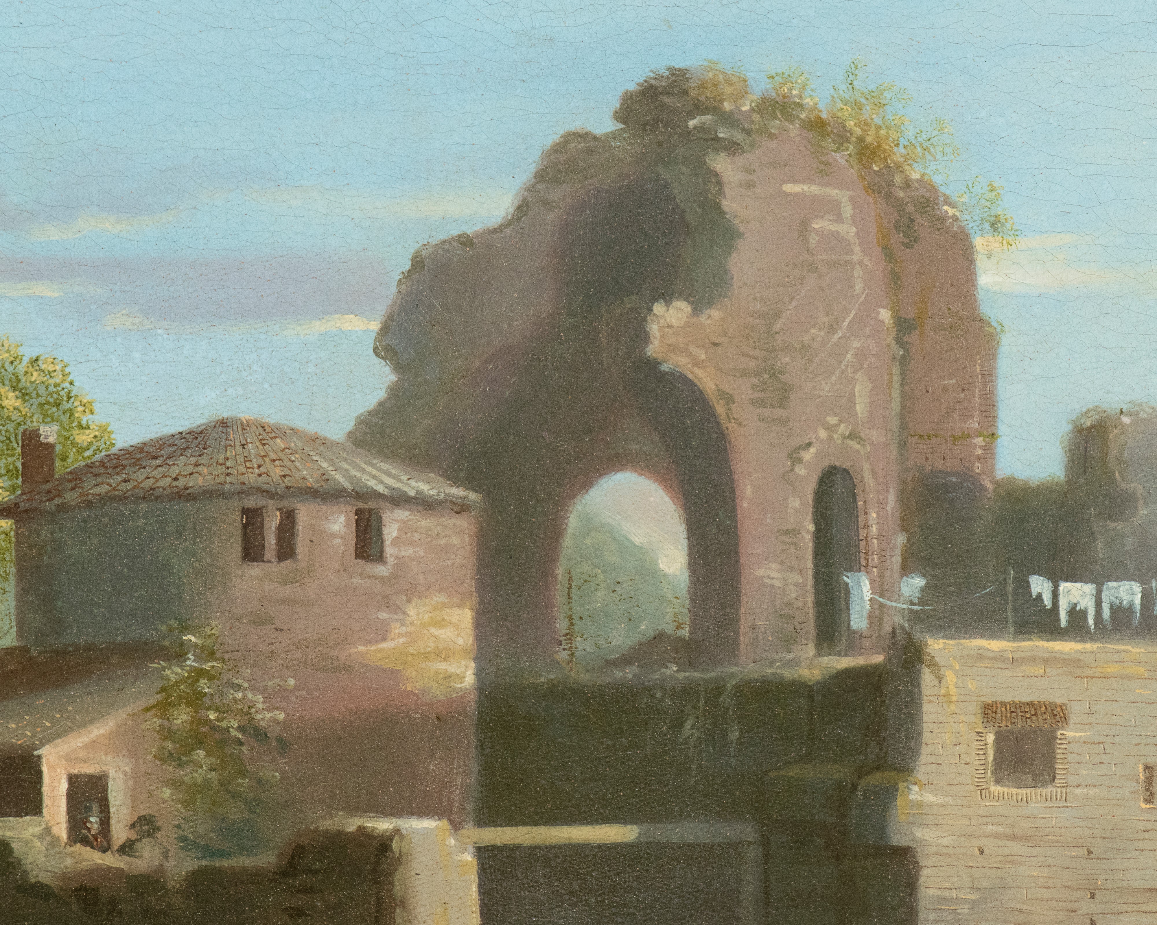 Artista Attivo a Roma, Prima Metà XIX Secolo - Autore sconosciuto, Veduta di Roma con il Tempio d...