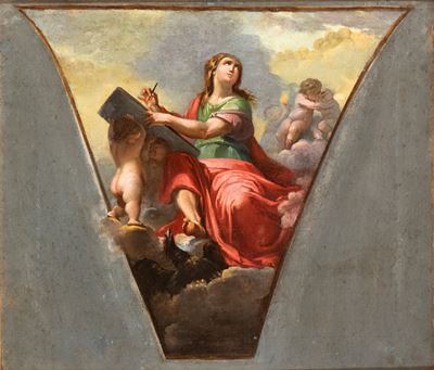 Autore sconosciuto, Studio per un pennacchio con San Giovanni Evangelista, olio su tela