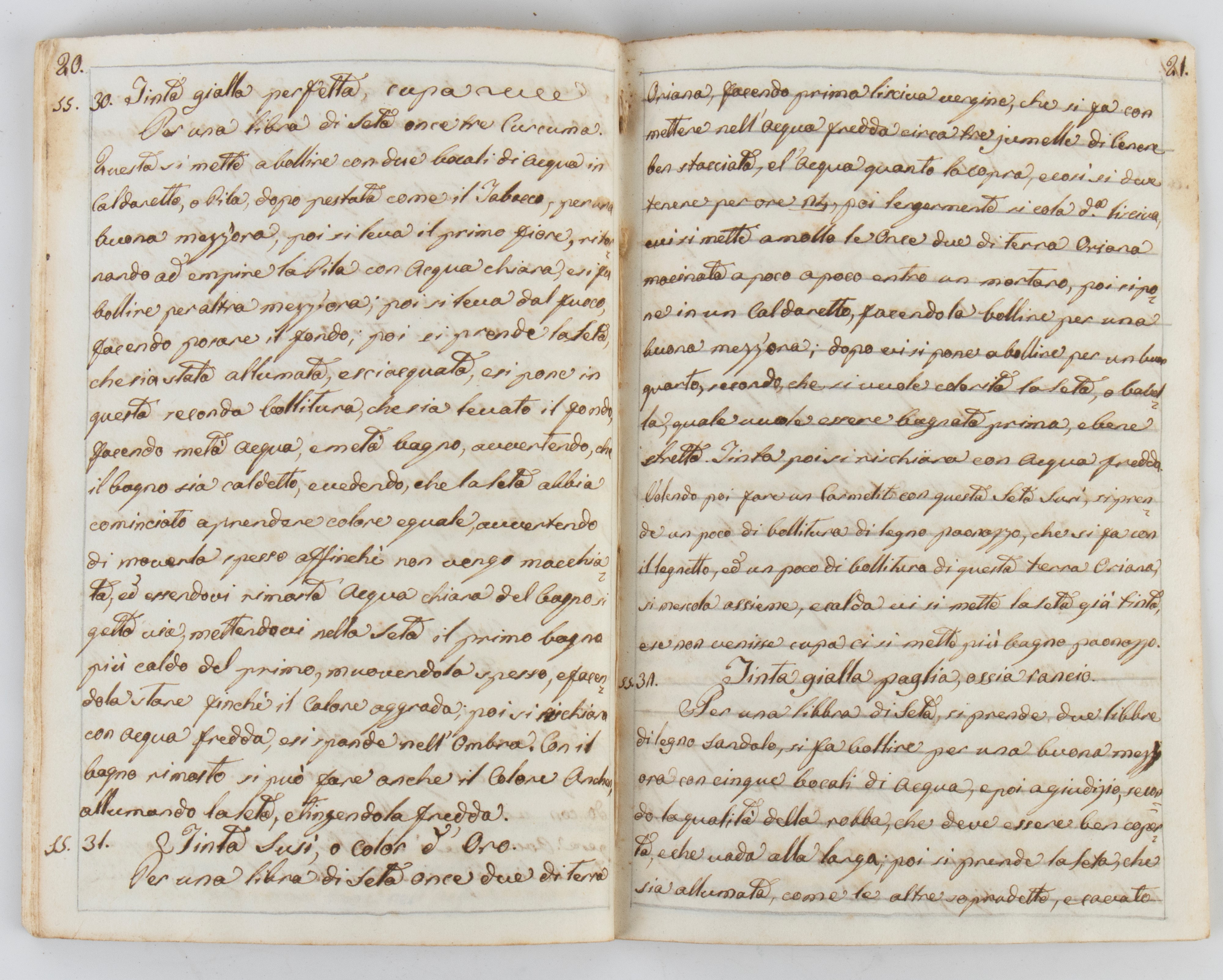 [Manoscritto] Istruzioni per tingere in diversi colori.