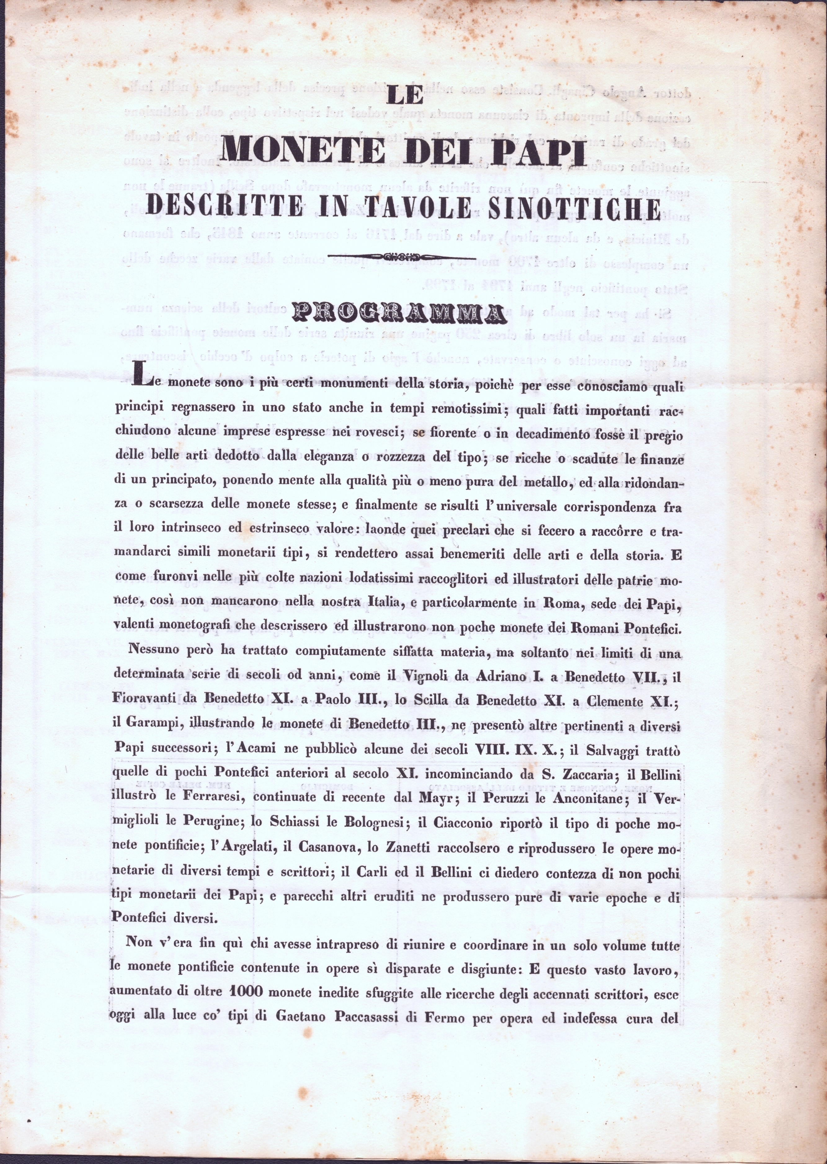 [Manoscritto Numismatica] Angelo Cinagli