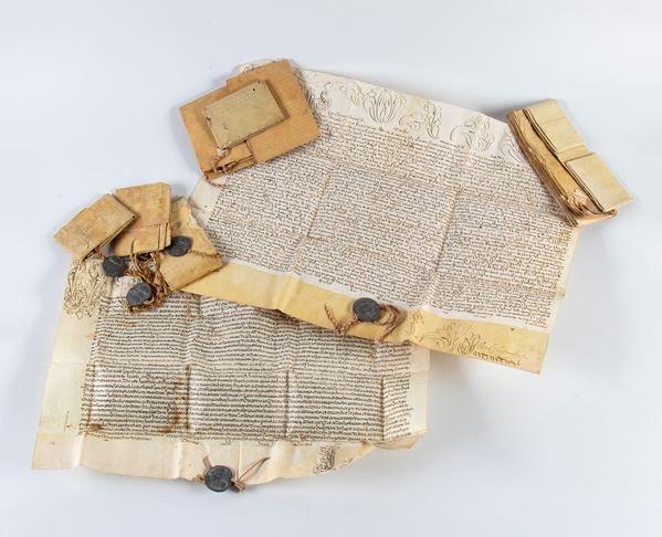 Lotto di 10 manoscritti ecclesiastici su pergamena