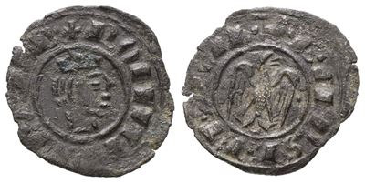 Federico II di Svevia, 1/2 Denaro (1243), Mi; 0,22gr; 15mm