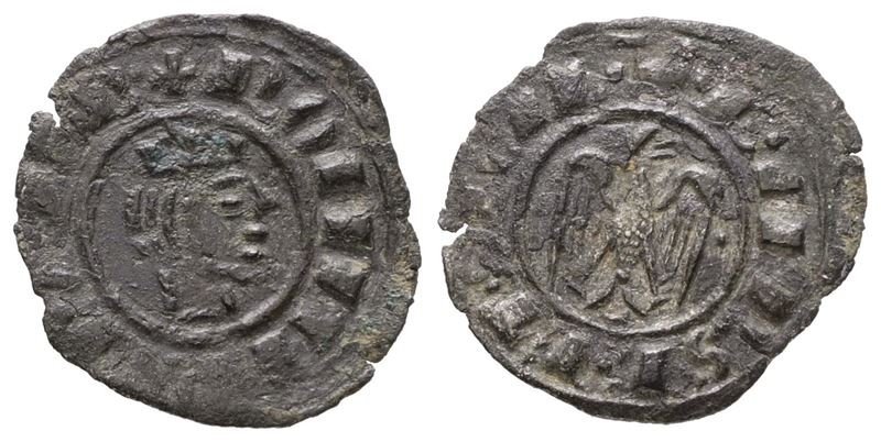 Federico II di Svevia, 1/2 Denaro (1243), Mi; 0,22gr; 15mm