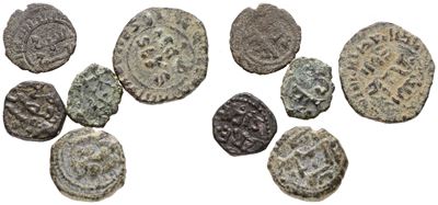 Sicilia, Lotto multiplo di n.5 monete normanne: Salerno (1), Sicilia (4); Conservazioni varie