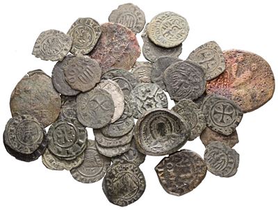 Sicilia, Lotto di 40 Monete Medievali con Trifollaro di Mileto
