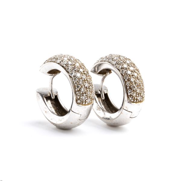 Diamond gold hoops earrings