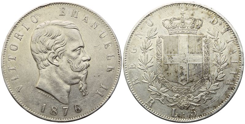 Vittorio Emanuele II, 5 Lire 1876 (Roma), argento
