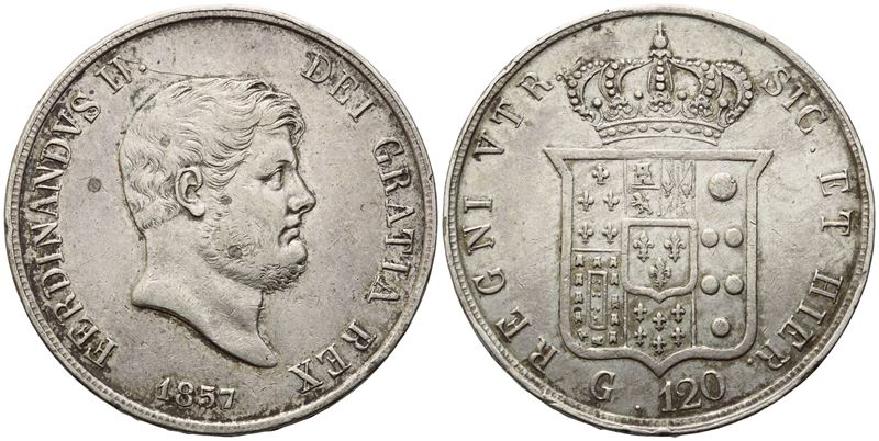 Napoli. Regno delle Due Sicilie. Ferdinando II di Borbone (1830-1859). Piastra da 120 Grana 1857;...