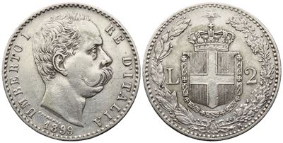 Regno D'italia. Umberto i (1878-1900). 2 Lire 1899. Ag (10 G; 26,7 MM). Qspl