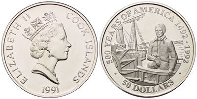 Cook Islands. Elisabetta II. 50 Dollari. Ag. (31,1 G; 38,7 MM). Proof