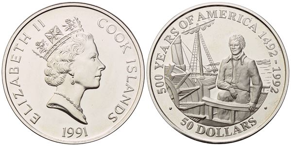 COOK ISLANDS. Elisabetta II. 50 dollari. Ag. (31,1 g; 38,7 mm). Proof
