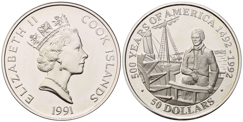 Cook Islands. Elisabetta II. 50 Dollari. Ag. (31,1 G; 38,7 MM). Proof