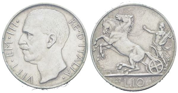REGNO D'ITALIA. Vittorio Emanuele III (1900-1943). 10 lire 1927. Ag (10 g; 27 mm). SPL