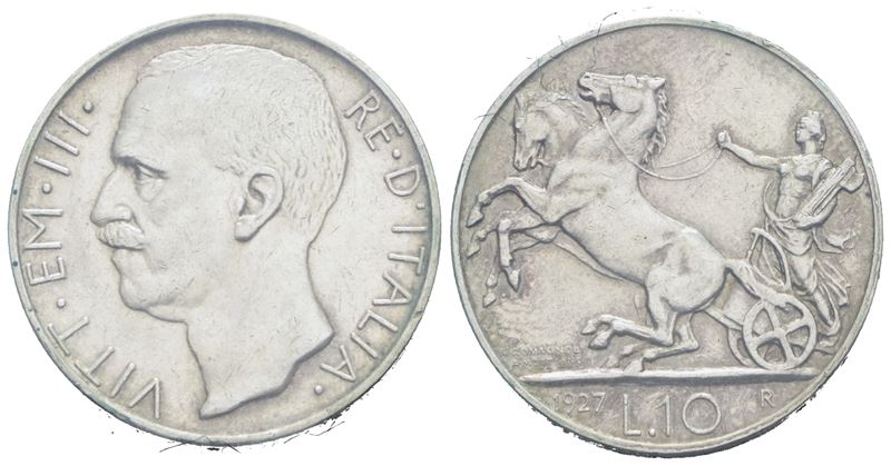 Regno D'italia. Vittorio Emanuele III (1900-1943). 10 Lire 1927. Ag (10 G; 27 MM). Spl