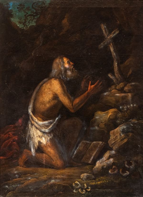Artista napoletano, XVII secolo - Penitent Saint Jerome in the desert