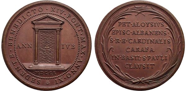 STATO PONTIFICIO. Leone XII (1823-1829) Medaglia 1825 Chiusura della Porta Santa  45 mm. AE g. 39,5 R Patr. 51 SPL