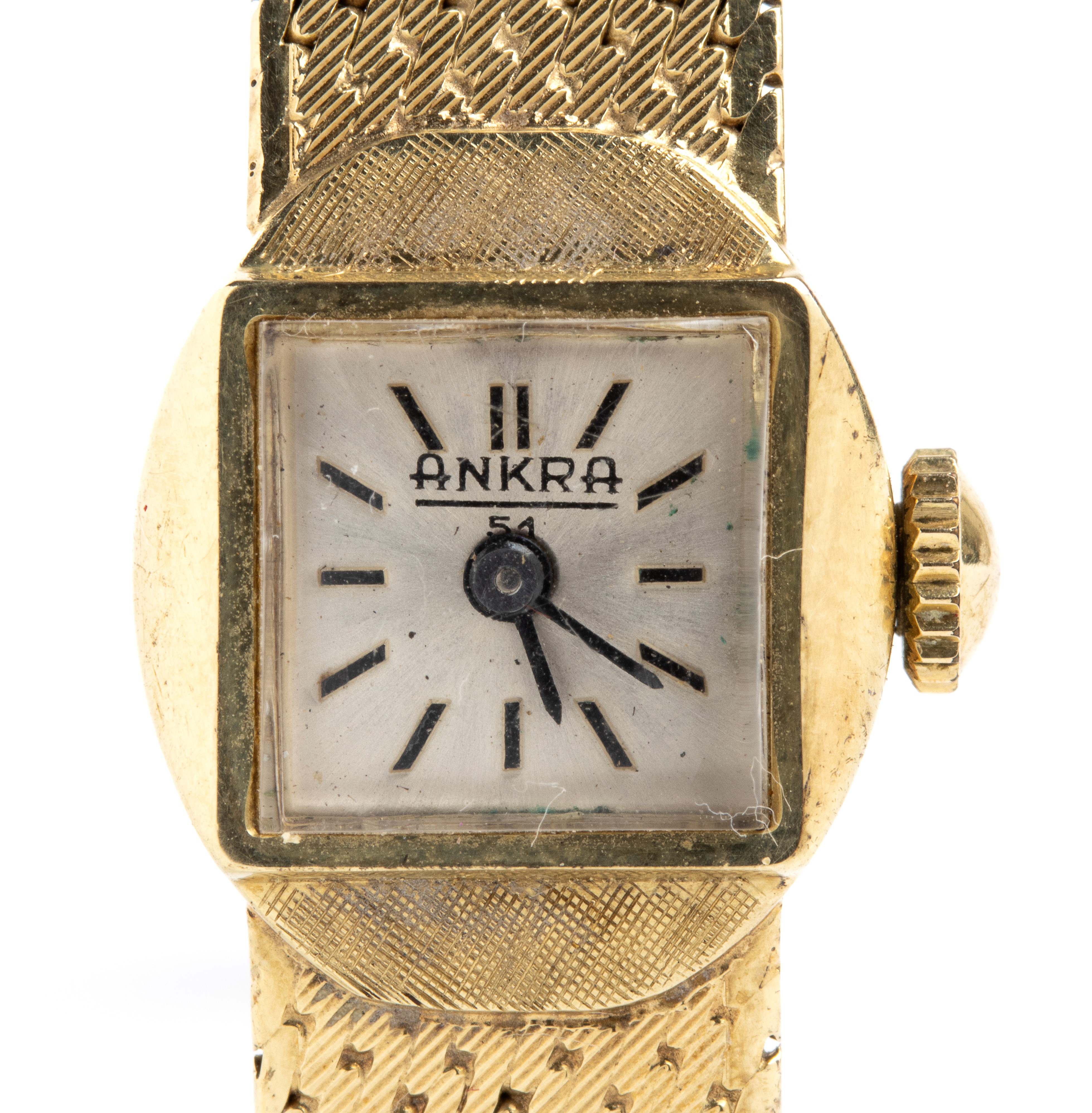 Ankra - Orologio da polso in oro 14k con quadrante argento firmato