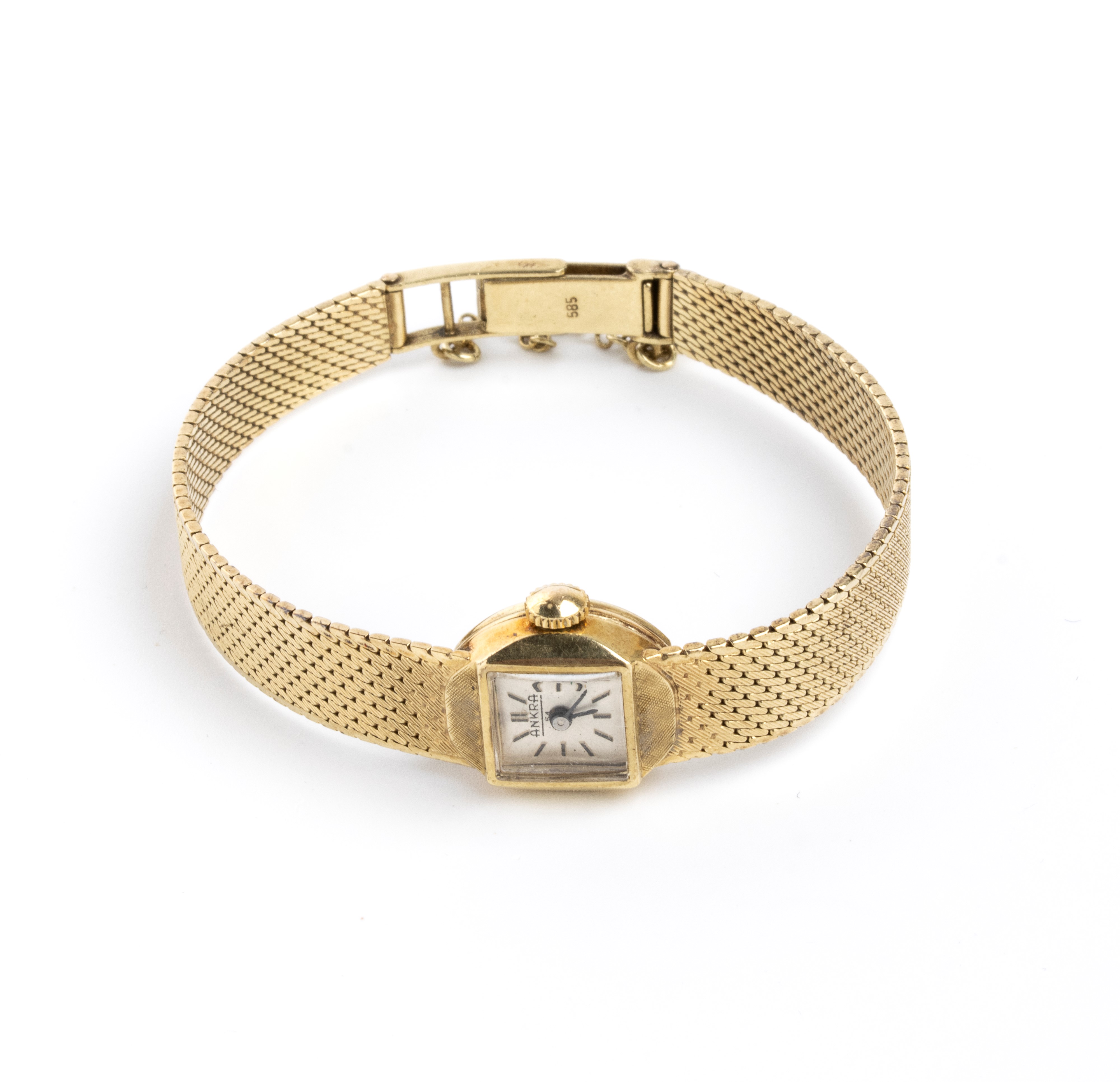 Ankra - Orologio da polso in oro 14k con quadrante argento firmato
