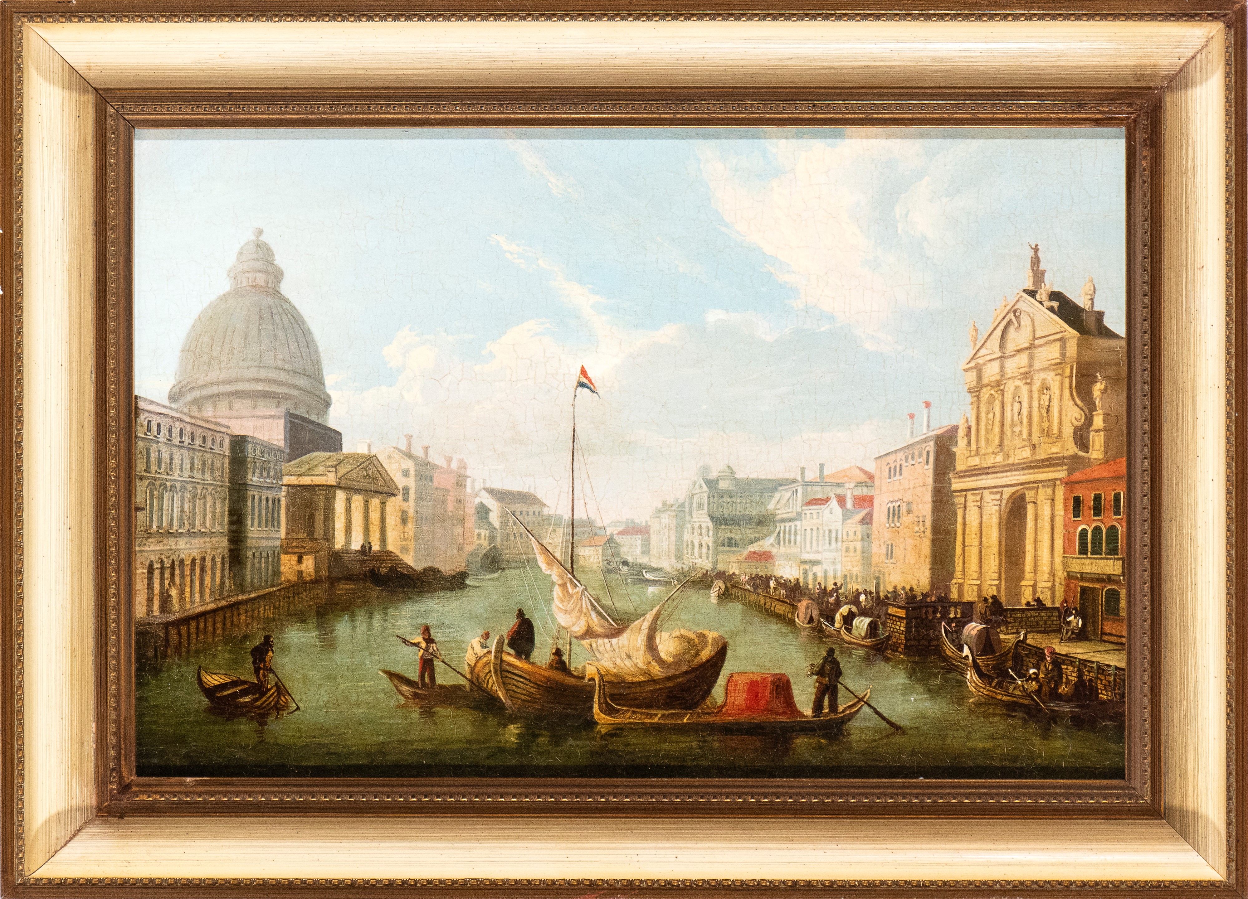 Artista Veneto, XIX Secolo - Anonimo, Canal Grande con San Simeone Piccolo e la chiesa degli Scal...