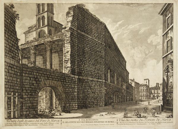 Jean Barbault - Veduta degli avanzi del Foro di Nerva