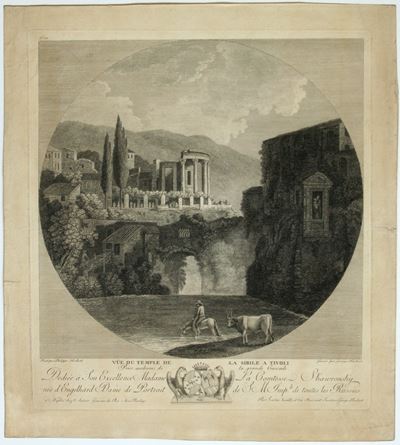 Vue du Temple de La Sibille à Tivoli, acquaforte e bulino