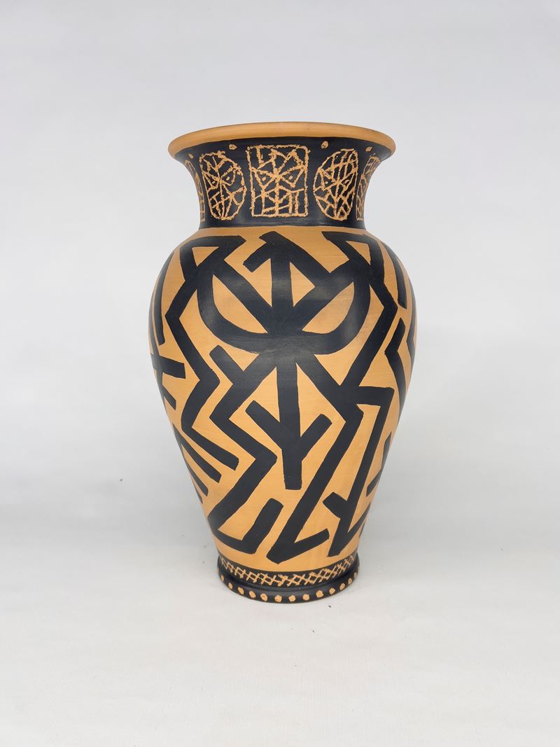 Edoardo Solomostry - Autore sconosciuto, Vaso in terracotta rossa con engobbio e cristallina