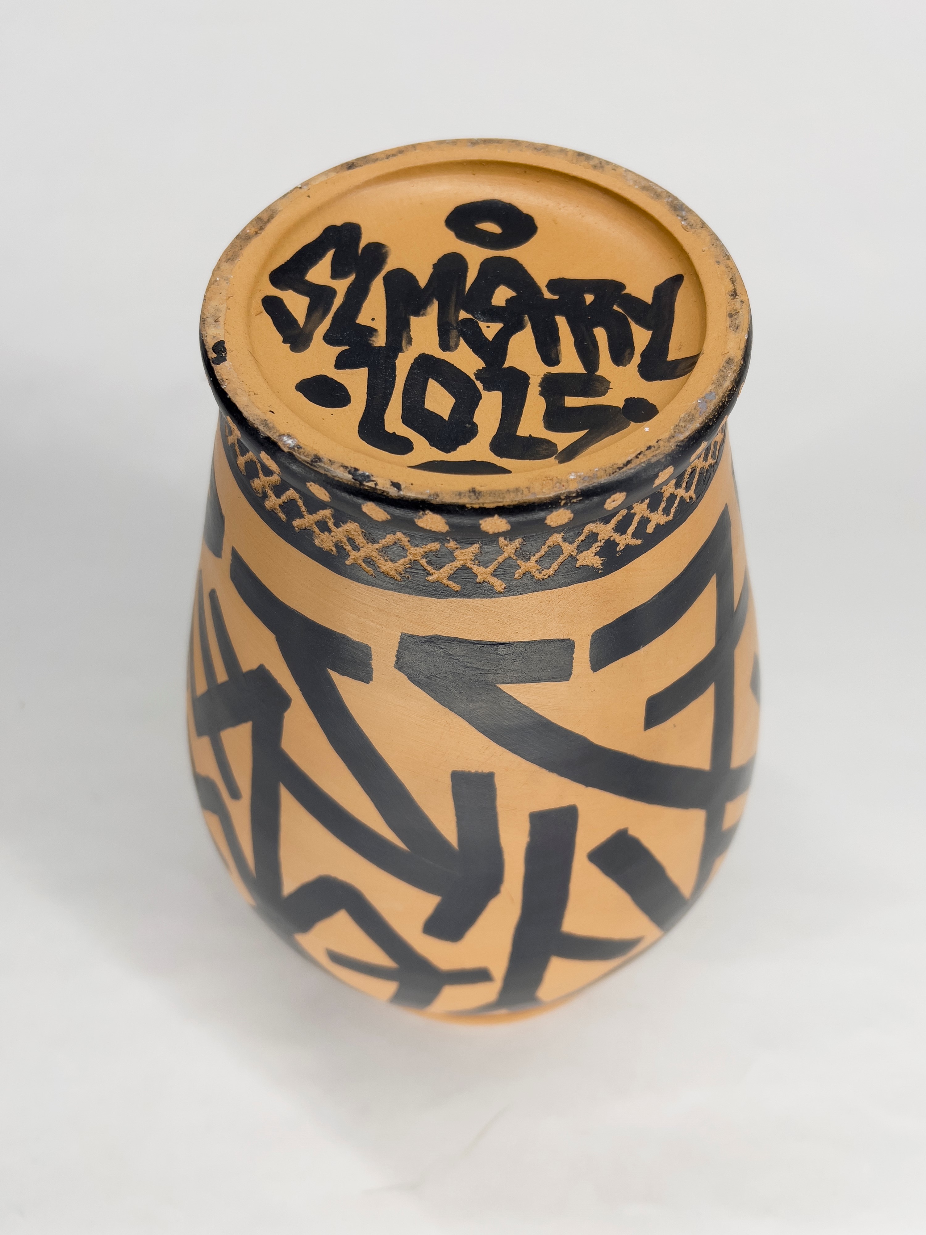 Edoardo Solomostry - Autore sconosciuto, Vaso in terracotta rossa con engobbio e cristallina