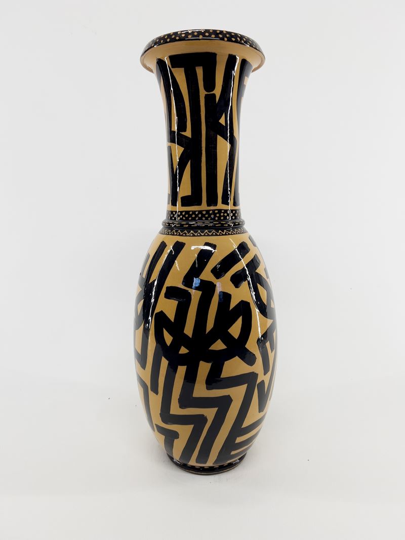 Edoardo Solomostry - Autore sconosciuto, Vaso in terracotta gialla con engobbio e cristallina