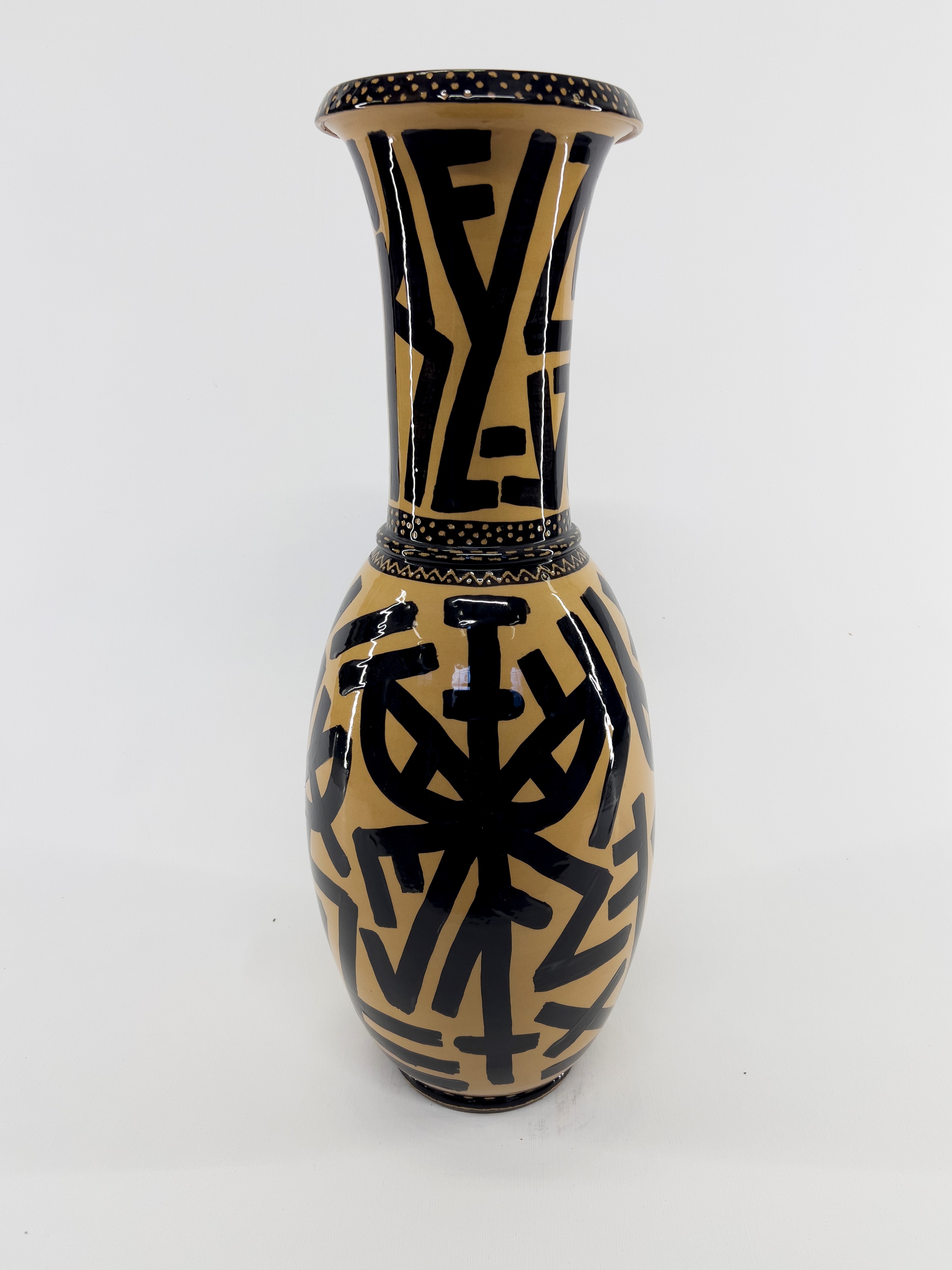 Edoardo Solomostry - Autore sconosciuto, Vaso in terracotta gialla con engobbio e cristallina