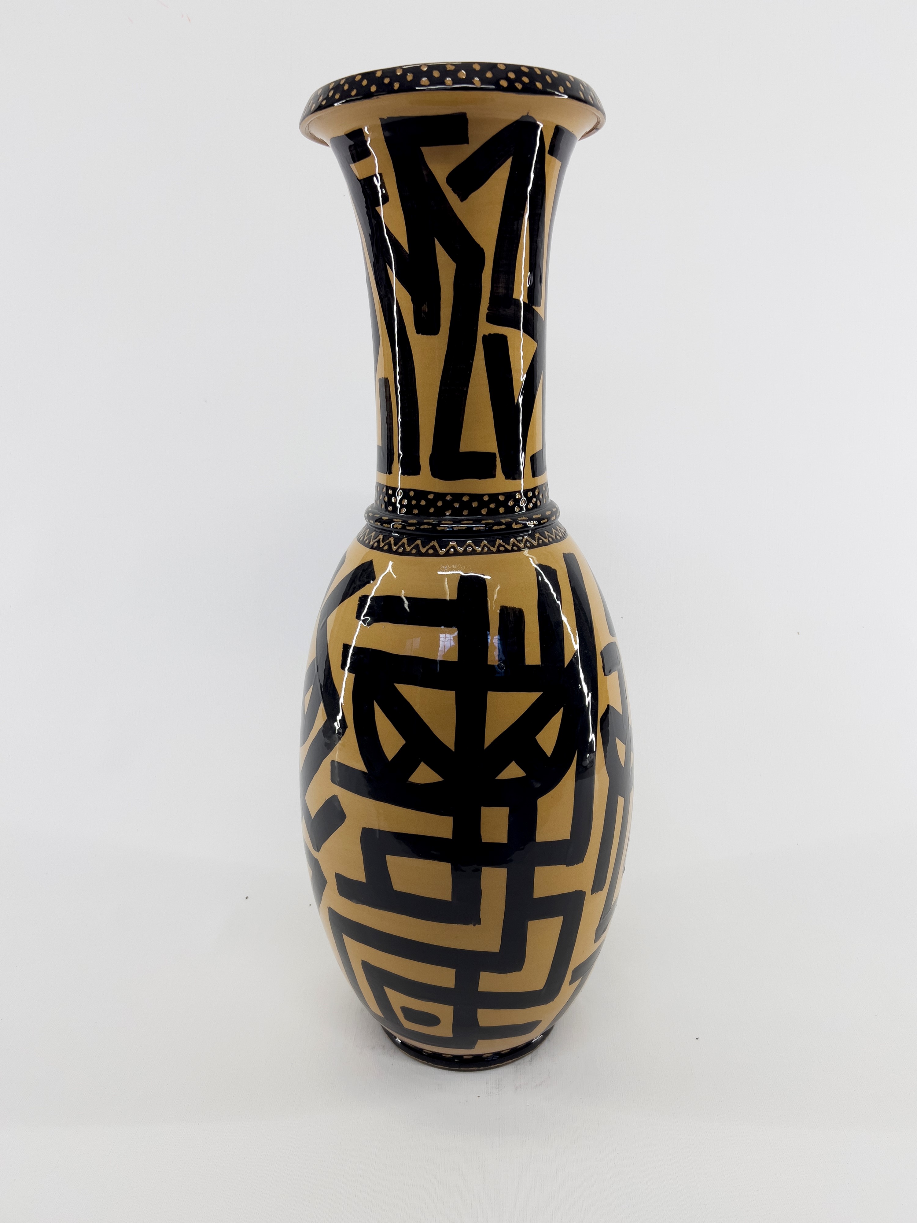 Edoardo Solomostry - Autore sconosciuto, Vaso in terracotta gialla con engobbio e cristallina