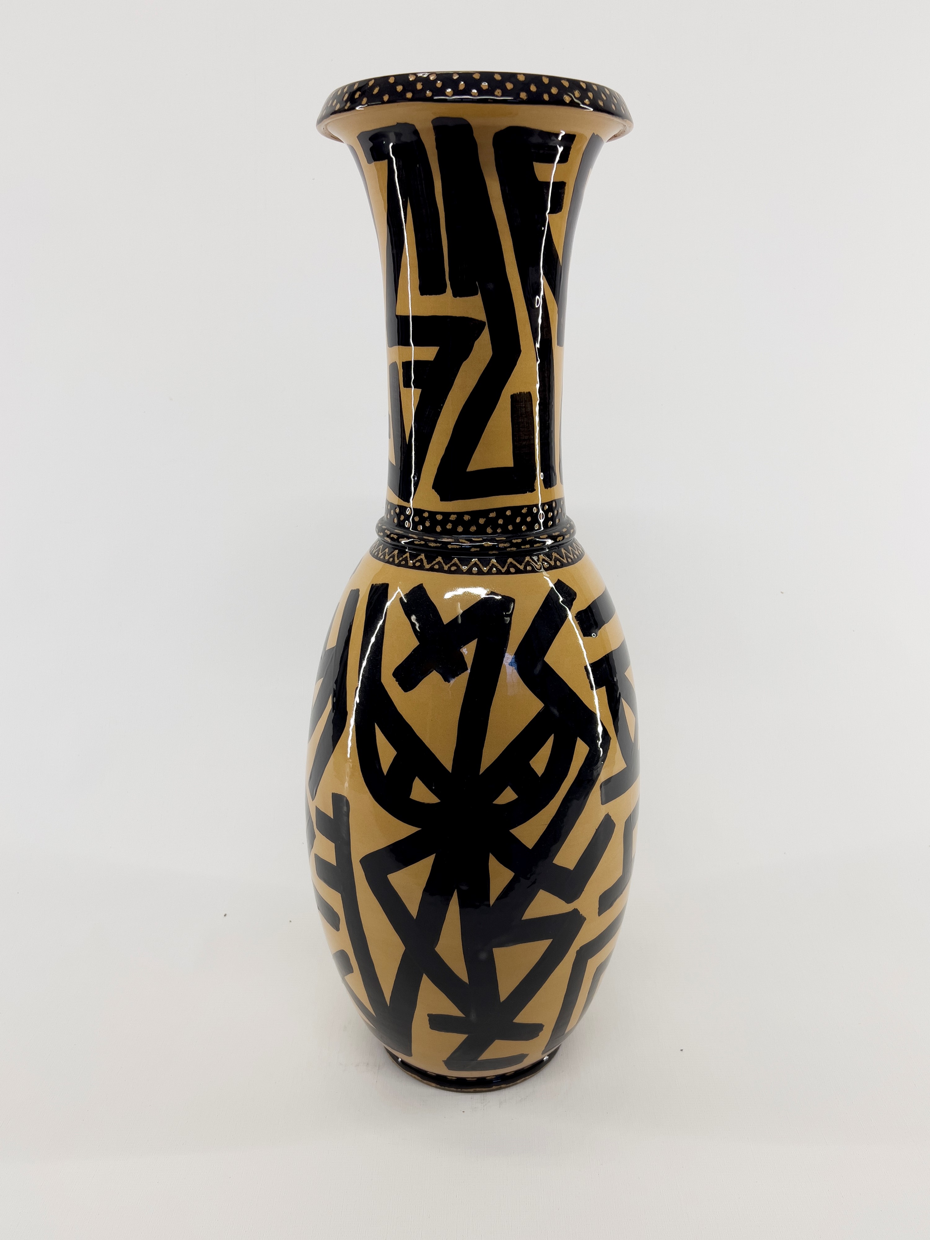Edoardo Solomostry - Autore sconosciuto, Vaso in terracotta gialla con engobbio e cristallina
