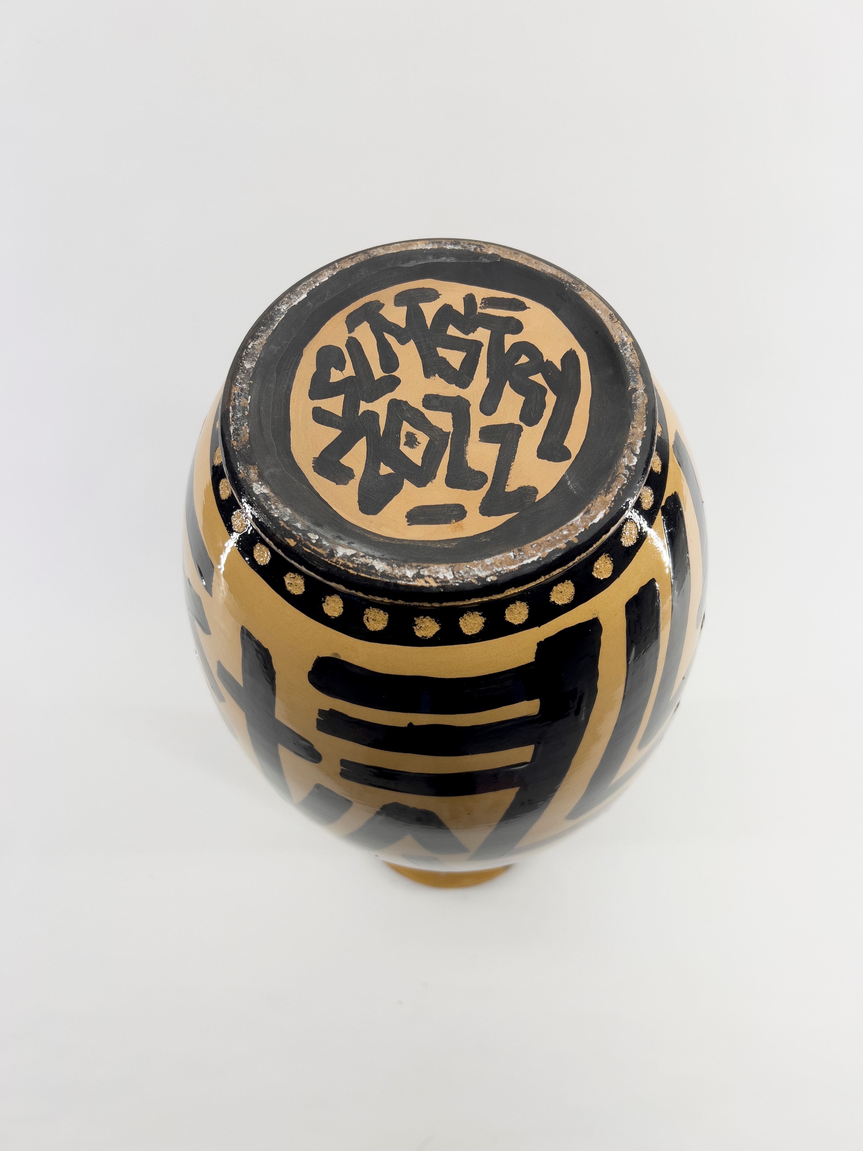 Edoardo Solomostry - Autore sconosciuto, Vaso in terracotta gialla con engobbio e cristallina