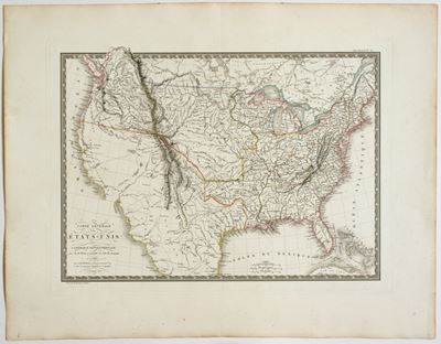 Carte Generale des Etats-Unis de l'Amérique Septentionale, 1820, acquaforte e bulino