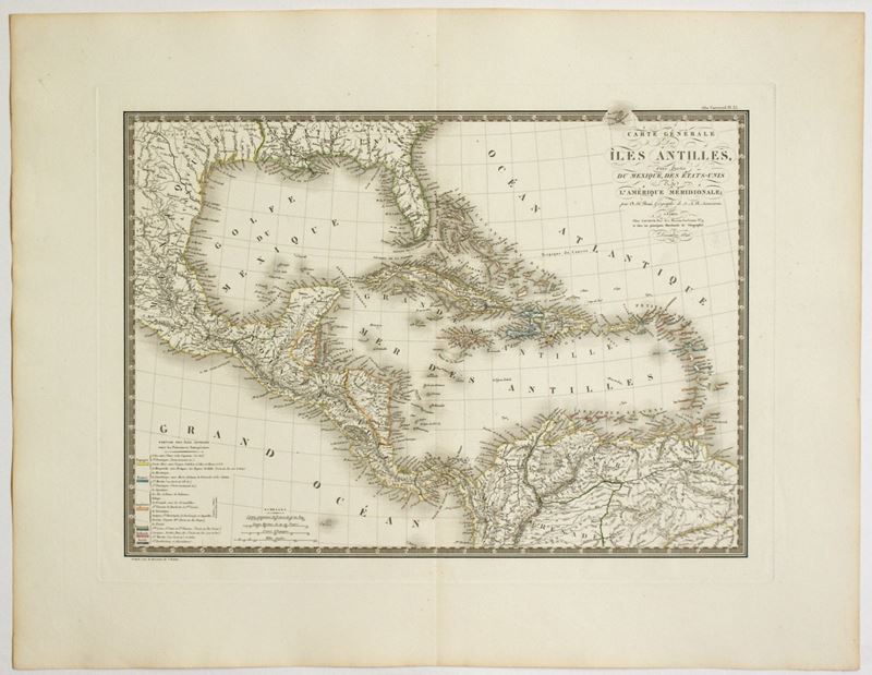 Adrien-hubert Brué - Carte Generale des Iles Antilles, d'une Partie Du Mexique des Etats-Unis en ...